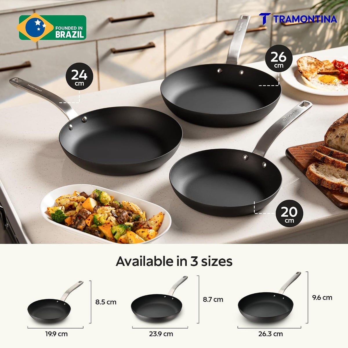 TRAMONTINA Heritage Iron Fry Pan 24 cm | Black