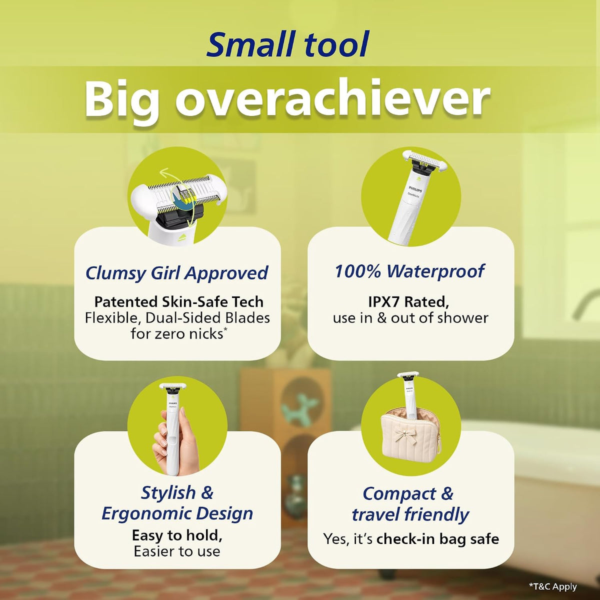 Philips OneBlade Intimate #1 Gynaec Recommended*|2-in-1 Trimmer for Woman|3X Safer Patented Tech|Bikini, Underarm, Private Part, Body trimmer |No post shave irritation, Painless, Waterproof|QP1924/20