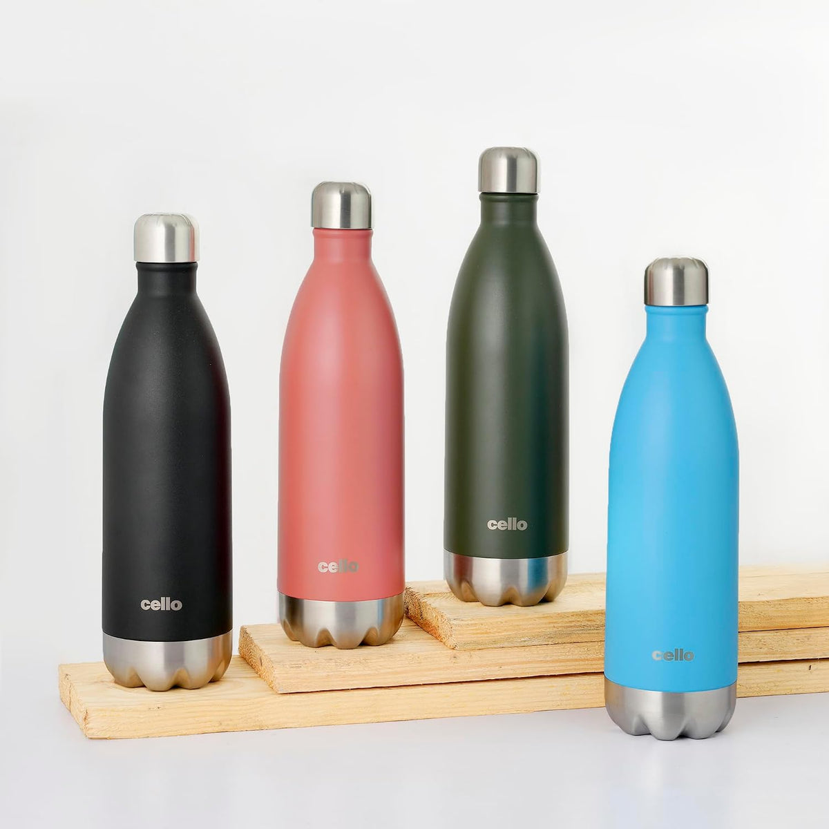 Cello Duro Tuff Steel Series- Swift Double Walled Stainless Steel Water Bottle with Durable DTP Coating, 750ml, Blue