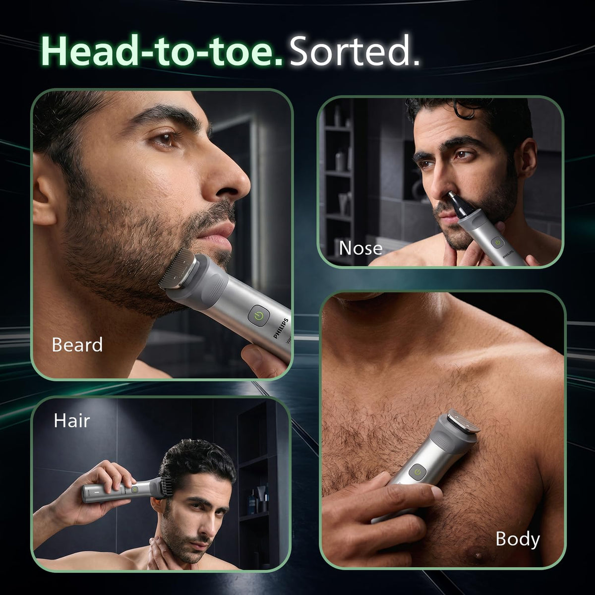 Philips India's No.1 Men's Trimmer* | Effortless styling | BeardSense Technology | All-in-One Grooming Kit- Face, Head, Body | 120min runtime | IPX7 Waterproof | 5yr warranty* | MG5932