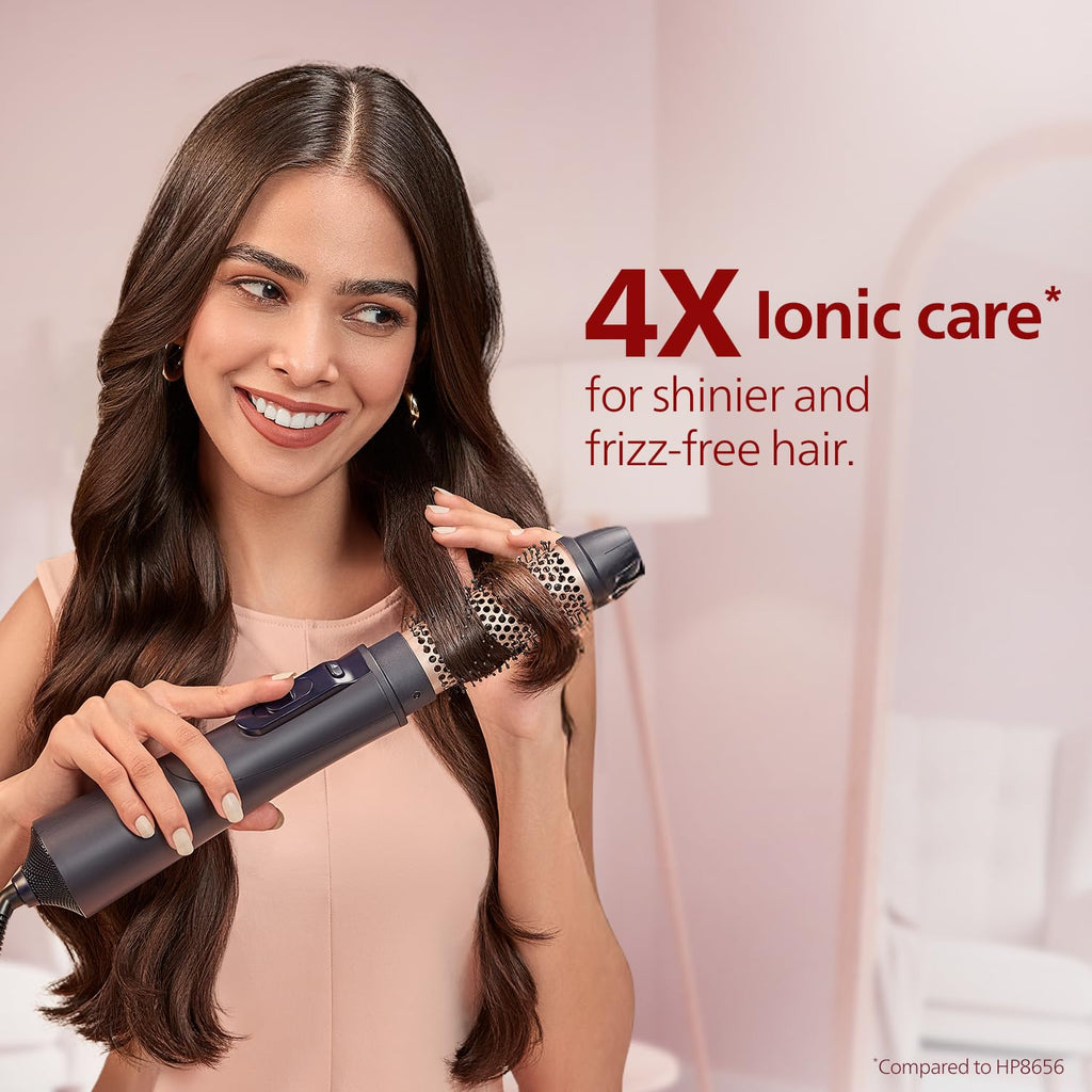 Philips India’s No.1 Hair Styling Brand 2-in-1 Airstyler | Straightening Brush + Hot Air Brush Combo | 3X Volume | 50% Less Breakage,2 Attachments, 3 Heat Settings, Cool Shot, For Indian Hair