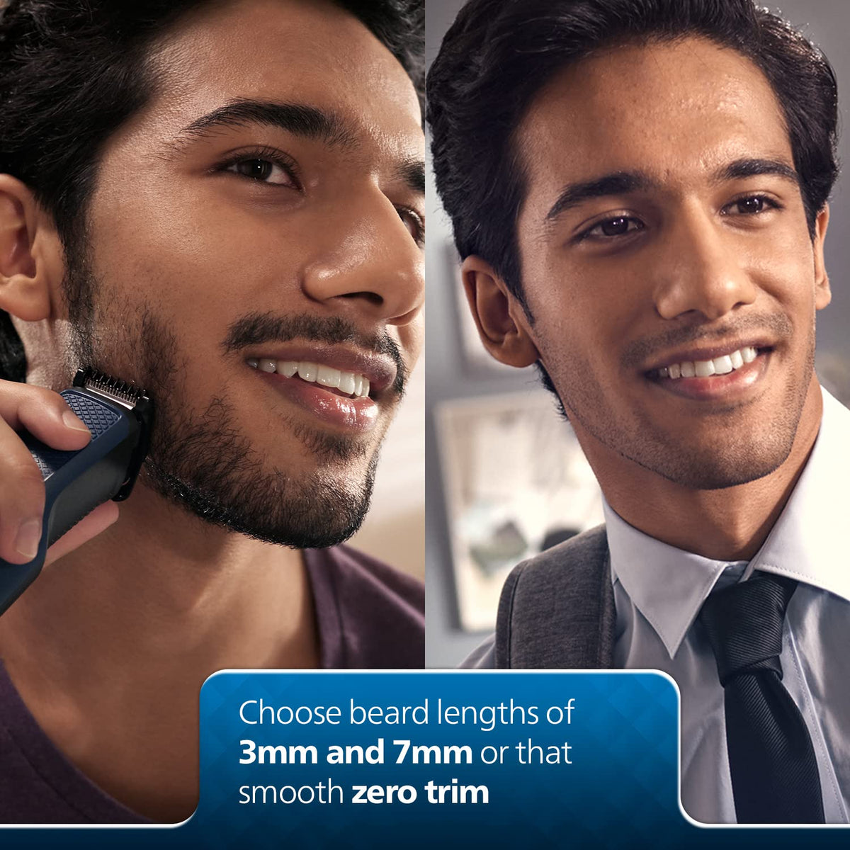 Philips India's No.1 Men's Trimmer* | Skin Safe Beard Trimmer for Men | Durapower tech | Self Sharpening Blades | Skin Protect Comb | 30 min runtime USB charging | No oil needed | 2yr warranty |BT1232