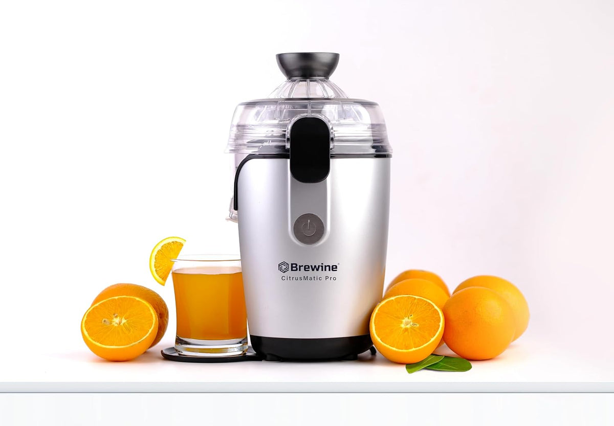 BREWINE CitrusMatic Pro – Fully Automatic Citrus Juicer | 50W Powerful Motor | One-Touch Electric Juicer for Oranges, Lemons & More | Easy to Clean & Compact Design