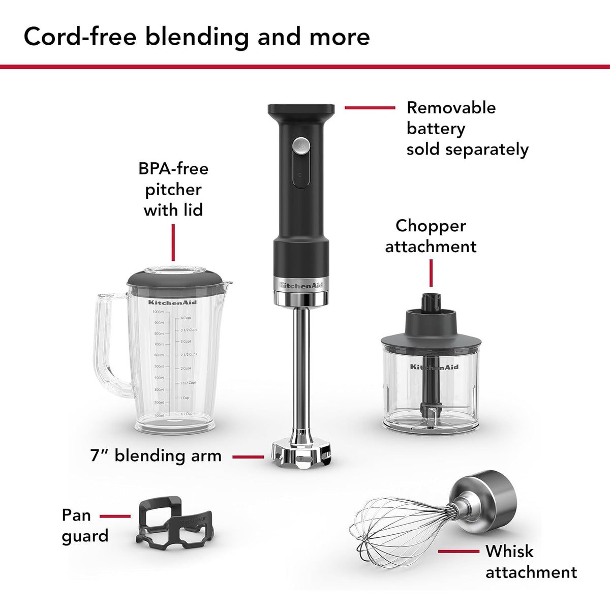 KitchenAid Go Cordless Hand Blender w/Accessories, battery sold separately