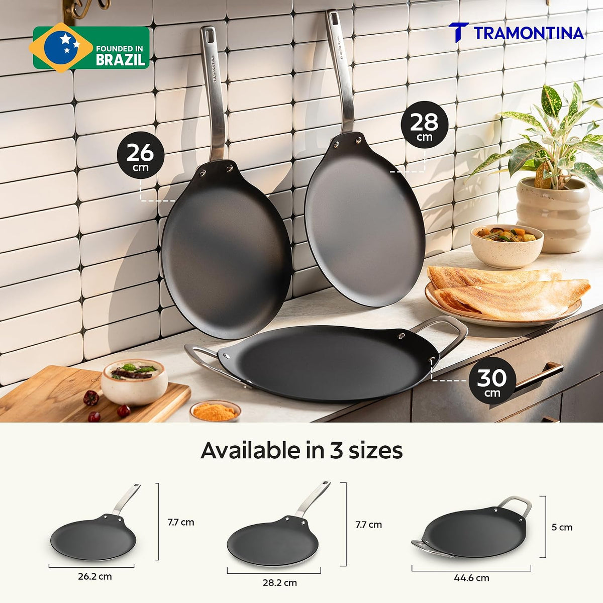 TRAMONTINA Heritage Iron Dosa Tawa 26 cm | Black