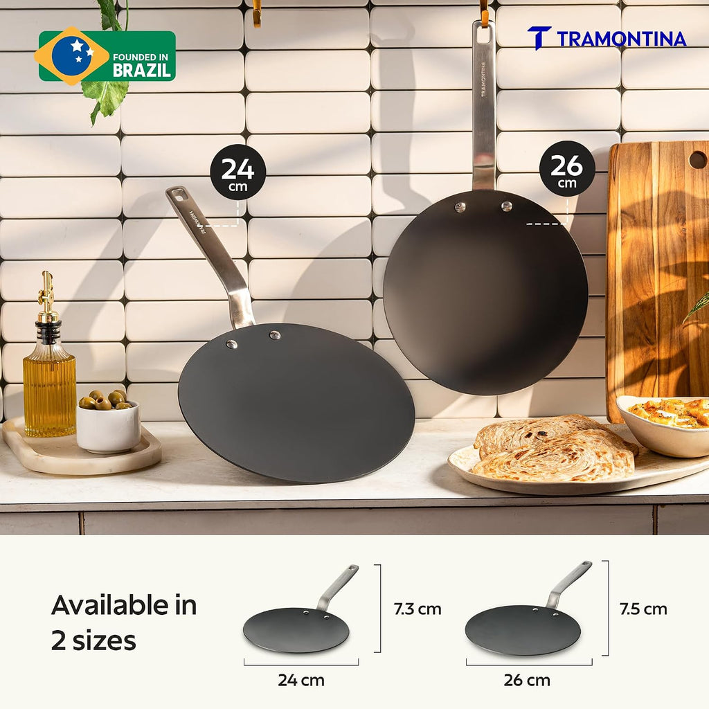 TRAMONTINA Heritage Iron Roti Tawa 24 cm | Black