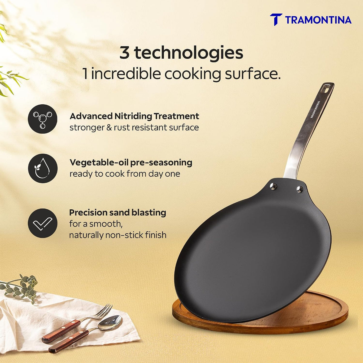 TRAMONTINA Heritage Iron Dosa Tawa 26 cm | Black