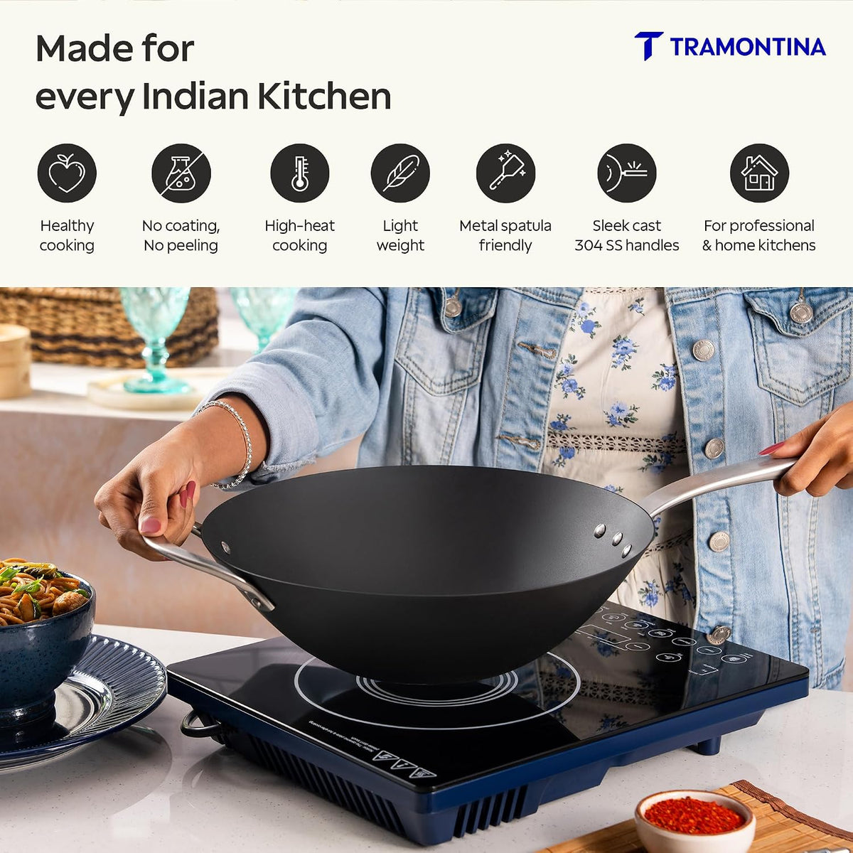 TRAMONTINA Heritage Iron Wok 30 cm 4 L | Black