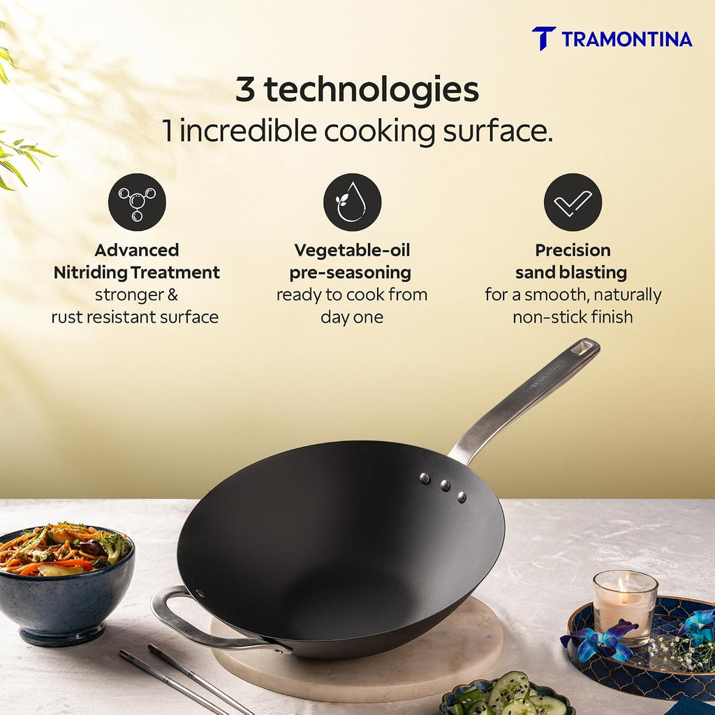 TRAMONTINA Heritage Iron Wok 30 cm 4 L | Black