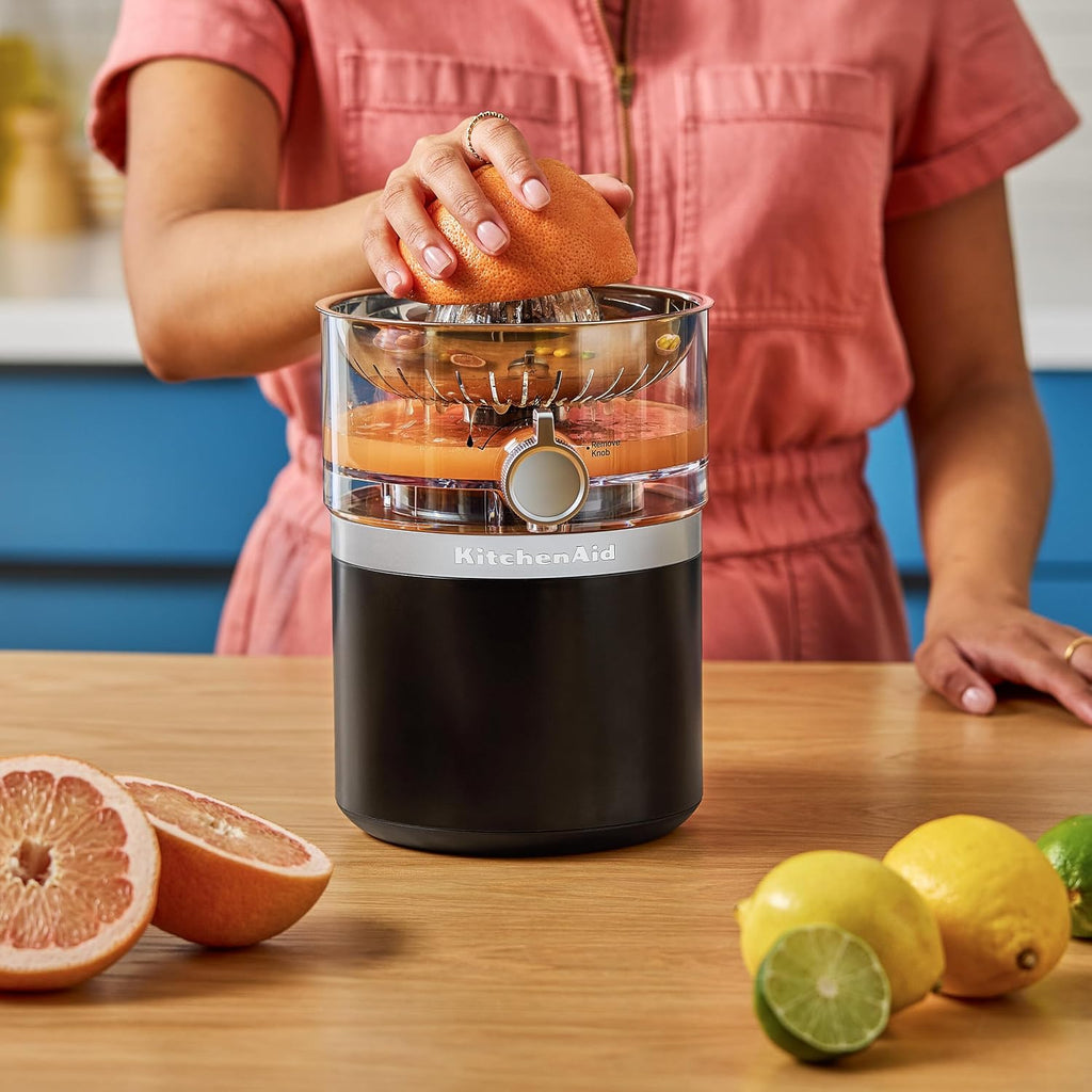 KitchenAid Go Wireless Citrus Juicer, Car Reversing Driver, 473 ml BPA-Free Container, Dishwasher Safe, for Oranges, Lemons & Limes, Battery Separate, Matte Black