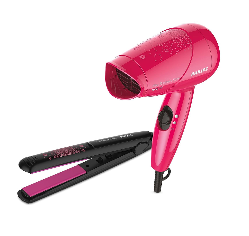 PHILIPS Straightener Dryer Styling Kit, HP8643/46 and Body Groomer, BG1025/15 Combo (Black)