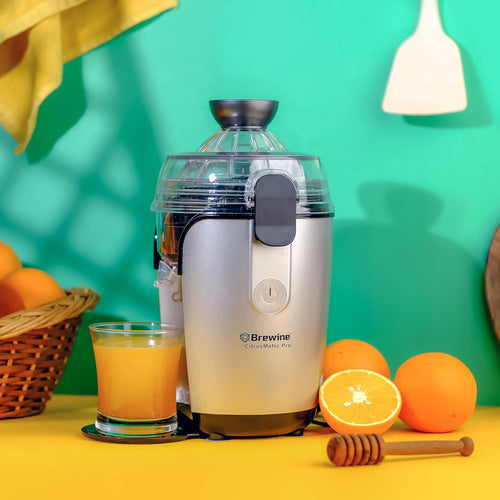 BREWINE CitrusMatic Pro – Fully Automatic Citrus Juicer | 50W Powerful Motor | One-Touch Electric Juicer for Oranges, Lemons & More | Easy to Clean & Compact Design