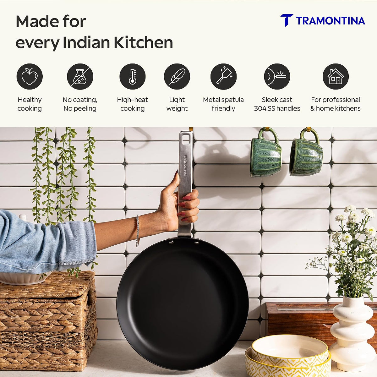 TRAMONTINA Heritage Iron Fry Pan 24 cm | Black