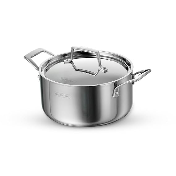 Tramontina Aeion Triply 24cm/4.8L Casserole with SS 304 Lid | Healthy, Non Toxic | Stock Pot | Biryani Pot | Sauce Pot | Induction Friendly | Stay Cool Handle | NSF Certified | 10 Year Warranty*