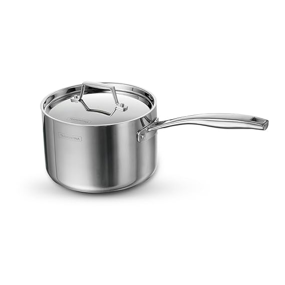 Tramontina Aeion Triply 14cm/1.5L Sauce Pan with SS 304 Lid | Healthy, Non Toxic | Milk Pan/Tea Pan| Induction Friendly | Stay Cool Handle | NSF Certified | 10 Year Warranty*