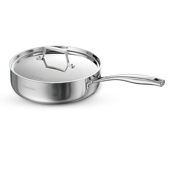 TRAMONTINA Aeion Triply 24cm/2.8L Saute Pan with SS 304 Lid | Healthy Non Toxic | Curry | Stir-Fry | Deep Fry | Saute | Induction Friendly | Stay Cool Handle | NSF Certified | 10 Year Warranty*