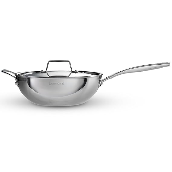 TRAMONTINA Aeion Triply 26cm/3.7L Wok with SS304 Lid Stir-Fry | Saute | Noodles | Fried Rice | Induction Friendly | Stay Cool Handle | NSF Certified | 10 Year Warranty*