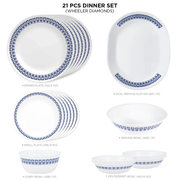 Corelle Livingware Wheeler Diamond 21 Pcs Dinner Set