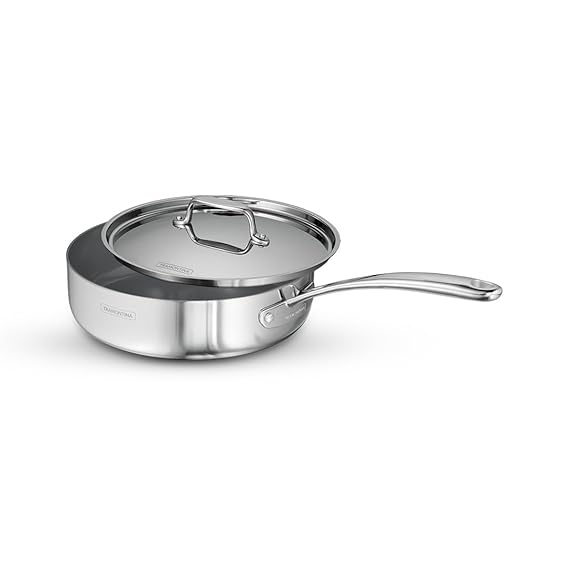 Tramontina Fusao Healthy Triply Ceramic 24cm/2.8L Deep Saute Pan with SS 304 lid | Non Toxic (PFAS/PTFE/PFOA Free)|Curry | Stir-fry | Deep Fry | Induction Friendly | Stay Cool Handle I 10 yr Warranty*