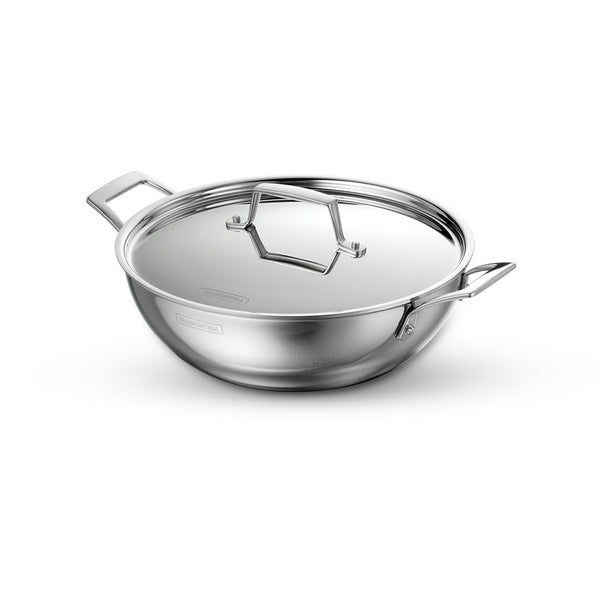 Tramontina Aeion Triply Stainless Steel Deep Kadai with Lid 22cm/3.0 L Non Toxic Induction Friendly, 10 Year Warranty